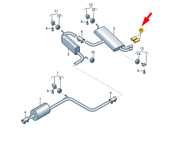 NEW VOLKSWAGEN TOURAN 5T MK2 EXHAUST TAIL PIPE COVER TRIM 5TA253825 ORIGINAL