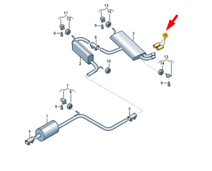 NEW VOLKSWAGEN TOURAN 5T MK2 EXHAUST TAIL PIPE COVER TRIM 5TA253825 ORIGINAL