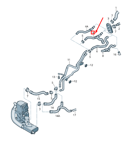 new audi a8 4h engine coolant hose 4h0265371aa original