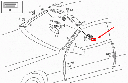 NEW MERCEDES-BENZ SL R129 SUN VISOR RIGHT MOUNT CAP A12981106619045 ORIGINAL