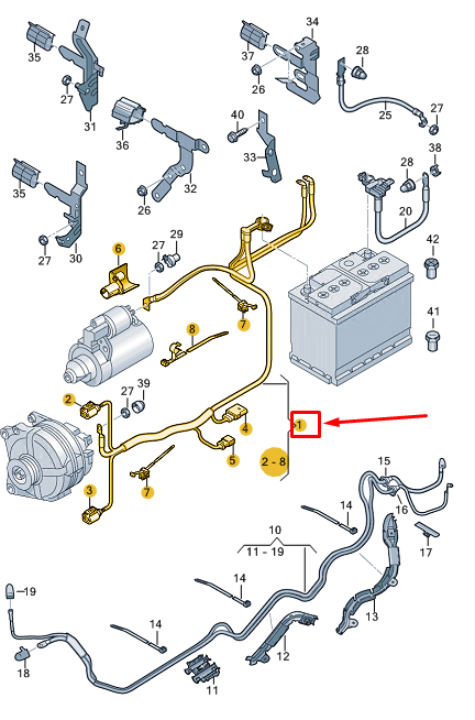 new vw polo aw mk6 starter and alternator wiring harness 2q0971349ph original