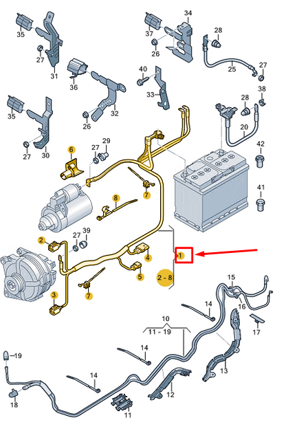 new vw polo aw mk6 starter and alternator wiring harness 2q0971349ph original