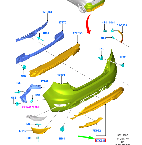 new ford fiesta mk6 wt rear bumper lower cover 1833264 c1bj-17d781-ac original