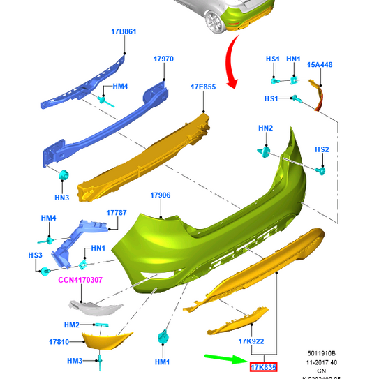 new ford fiesta mk6 wt rear bumper lower cover 1833264 c1bj-17d781-ac original