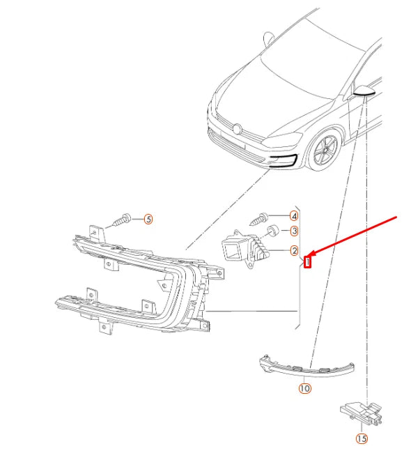 NEW VW GOLF MK7 FRONT LEFT LOWER LED DAY LIGHT ASSEMBLY 5GE941055B ORIGINAL