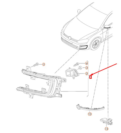 NEW VW GOLF MK7 FRONT LEFT LOWER LED DAY LIGHT ASSEMBLY 5GE941055B ORIGINAL