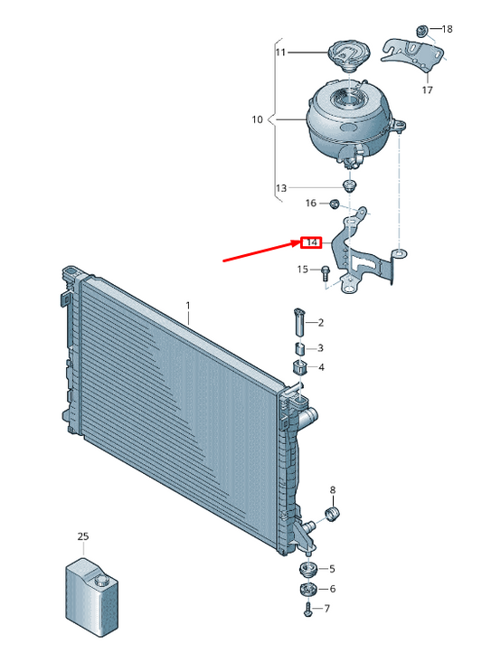 NEW AUDI A6 4A C8 ENGINE COOLANT RESERVOIR RETAINER RHD 4K2121214E ORIGINAL