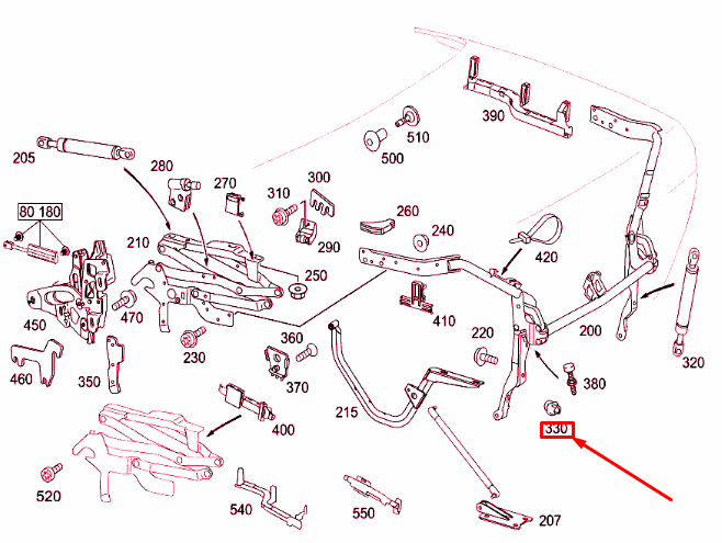new mercedes-benz sl r230 trunk lid support strut ball stud a2307580014 original