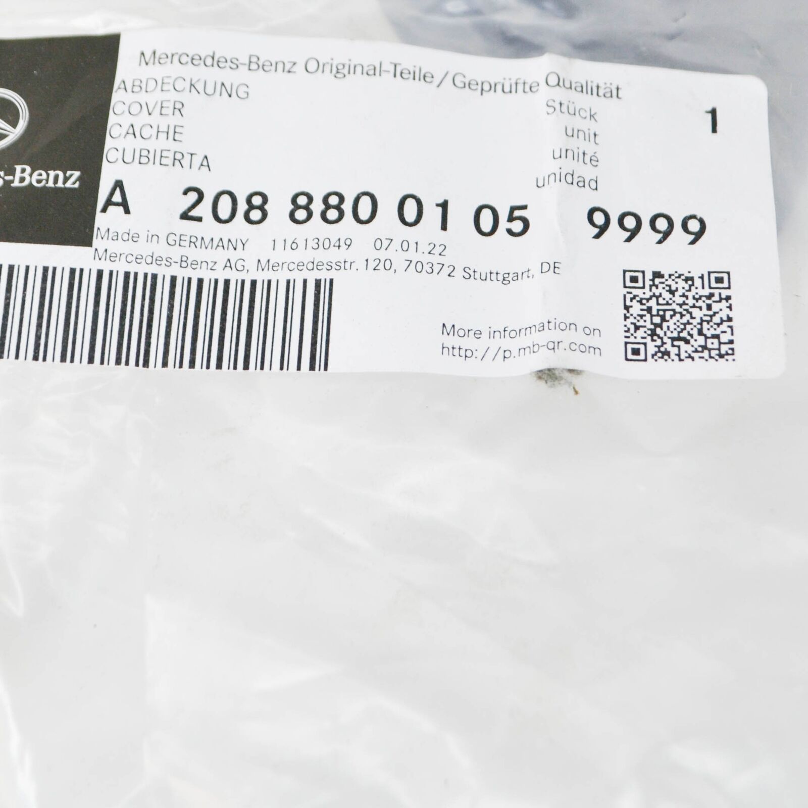 NEW MERCEDES-BENZ CLK C208 LEFT HEADLIGHT WASHER COVER A20888001059999 ORIGINAL