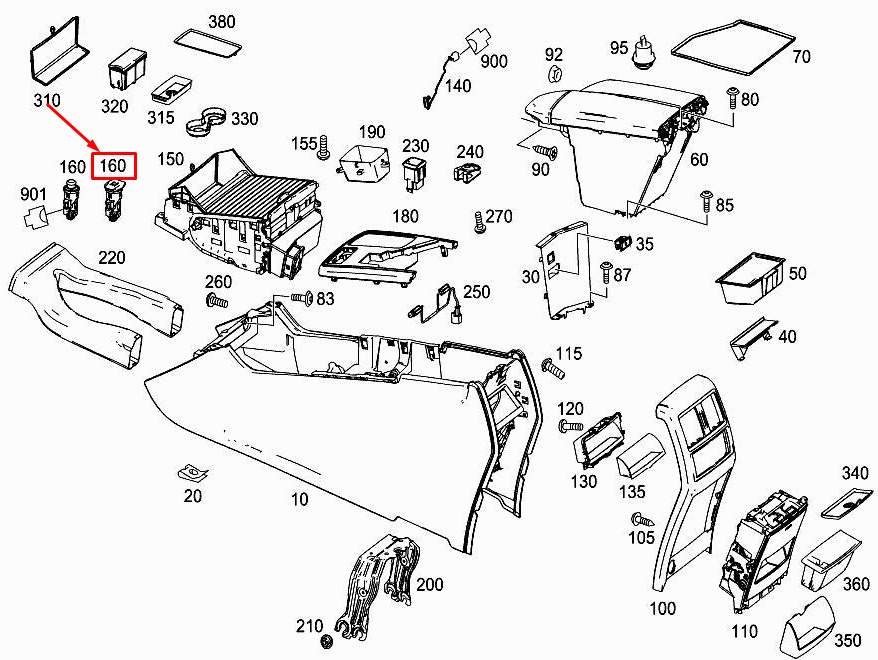 new mercedes-benz gl x166 central console socket a0008206851 original