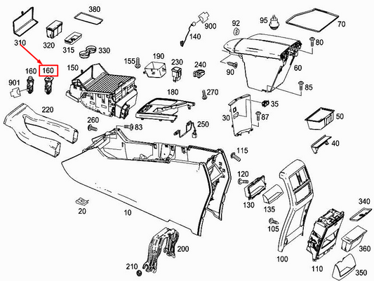 new mercedes-benz gl x166 central console socket a0008206851 original
