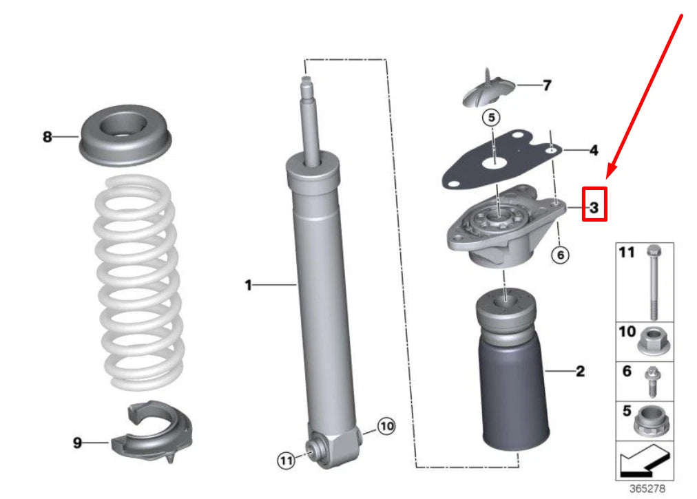 NEW BMW 3 F80 REAR SHOCK ABSORBER GUIDE SUPPORT 2284703 33502284703 ORIGINAL