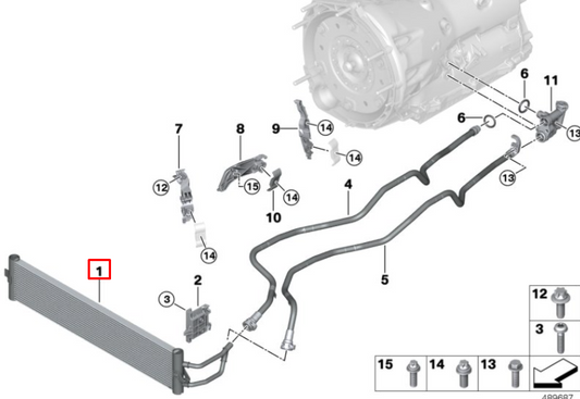 new bmw 5 g30 transmission oil cooling radiator 17218619387 original
