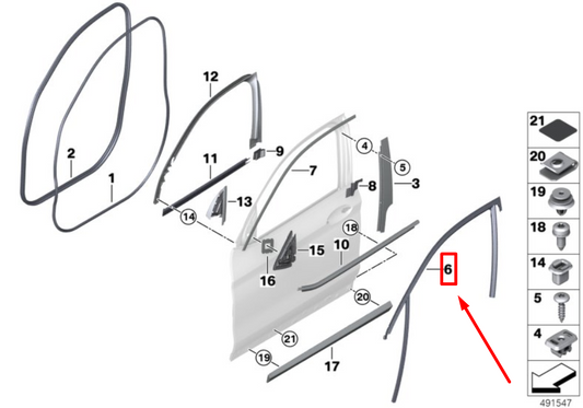 new bmw x4 g02,f98 front left door window guide trim 7416495 51337416495