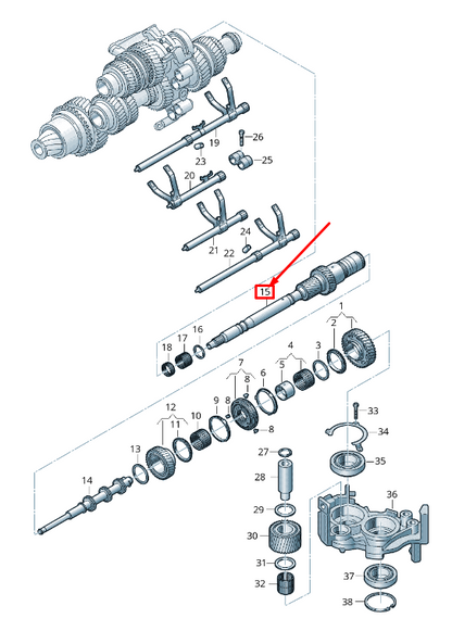 new audi q5 fy input shaft 0ck311105e original