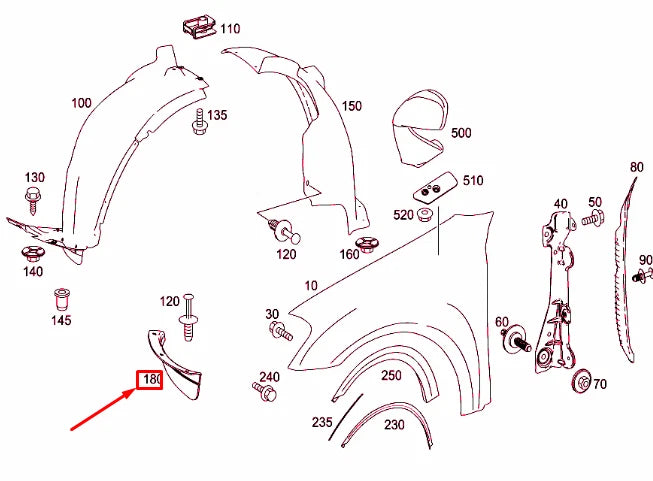 NEW MERCEDES-BENZ ML W164 FRONT FENDER RIGHT COVER A1648841422