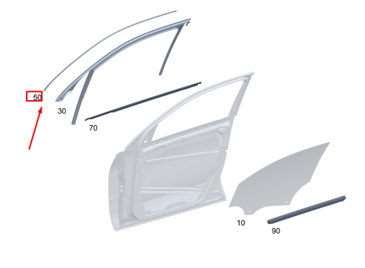 new mb gle w167 front left door top guide rail trim bar a1677258300 original