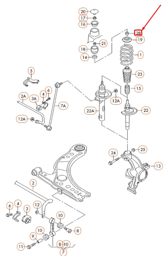 NEW VOLKSWAGEN BEETLE 9C FRONT AXLE STRUT UPPER SPACER 1J0412311A ORIGINAL