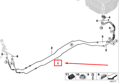 new bmw 7 g11 underfloor suction line 64539303455 9303455 original