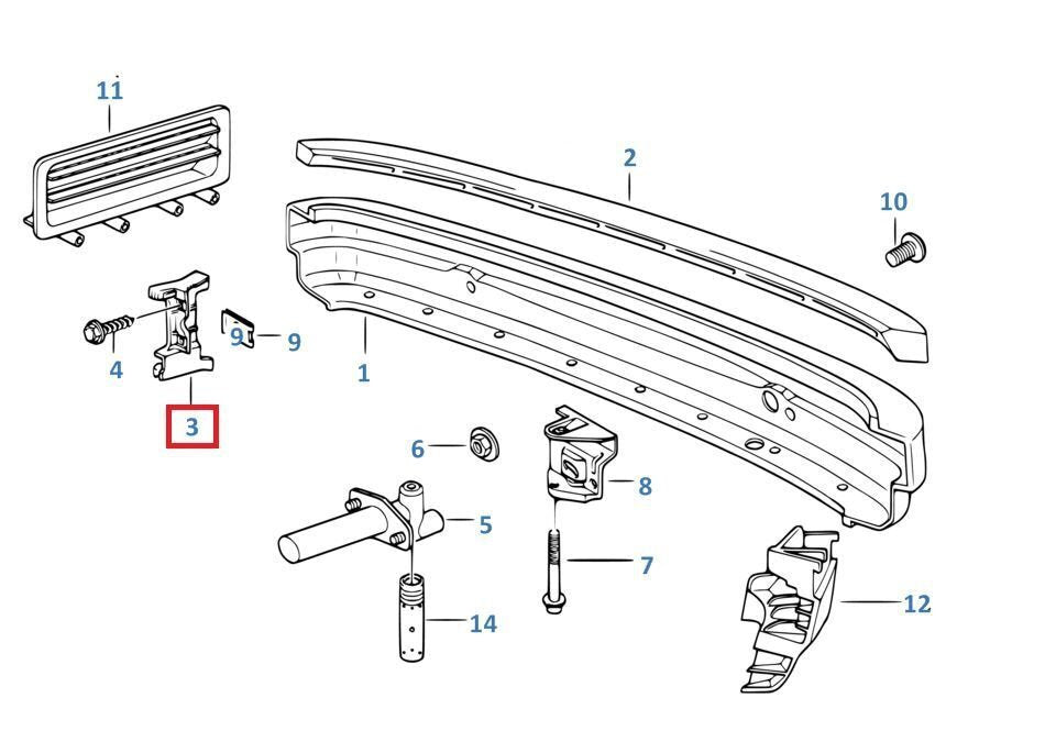 new bmw 3 e36 rear right bumper bracket 51121960698 original