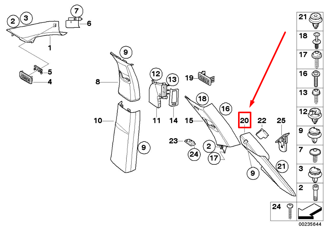 new bmw x5 e70 right column-d cover 51436966774 6966774 original