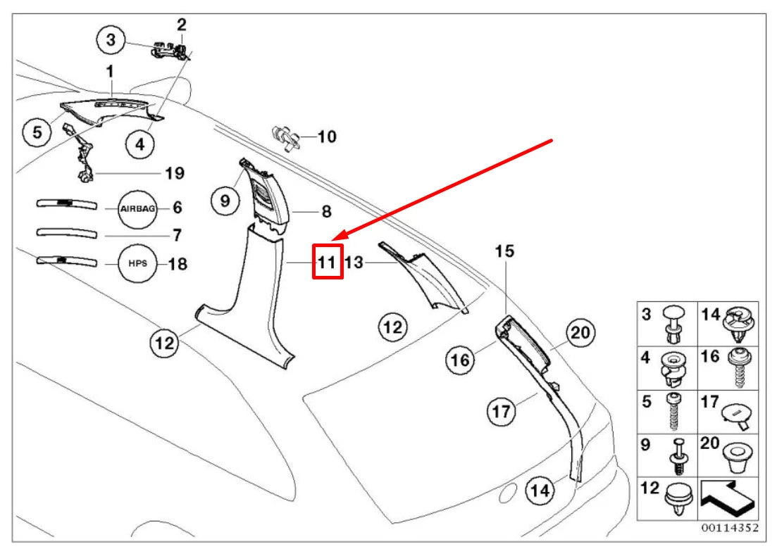 NEW BMW 3 E46 LEFT B-PILLAR TRIM PANEL 51438226583 8226583 ORIGINAL