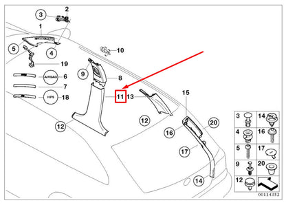 NEW BMW 3 E46 LEFT B-PILLAR TRIM PANEL 51438226583 8226583 ORIGINAL