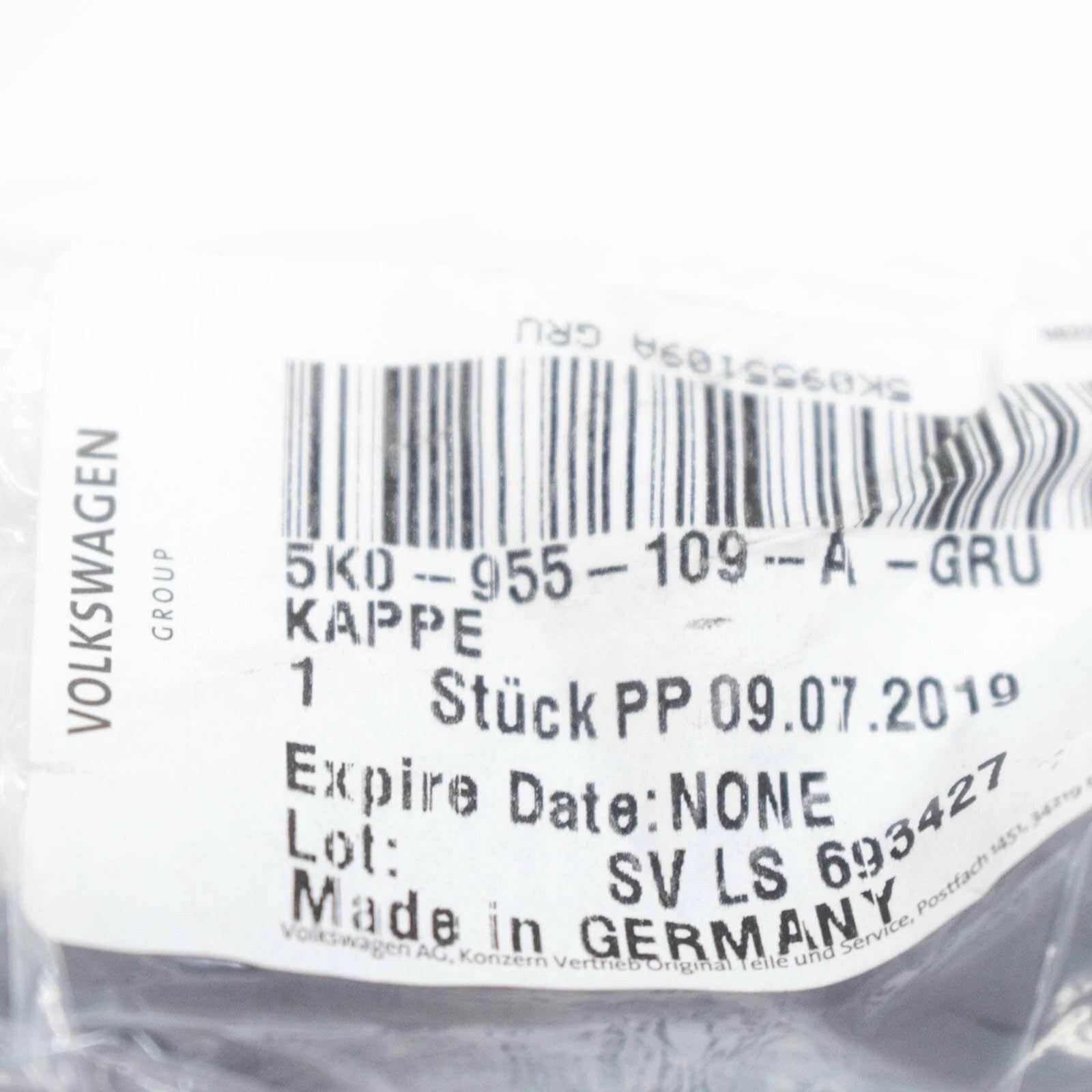 NEW VW GOLF MK6 LEFT HEADLIGHT WASHER COVER 5K0955109AGRU ORIGINAL