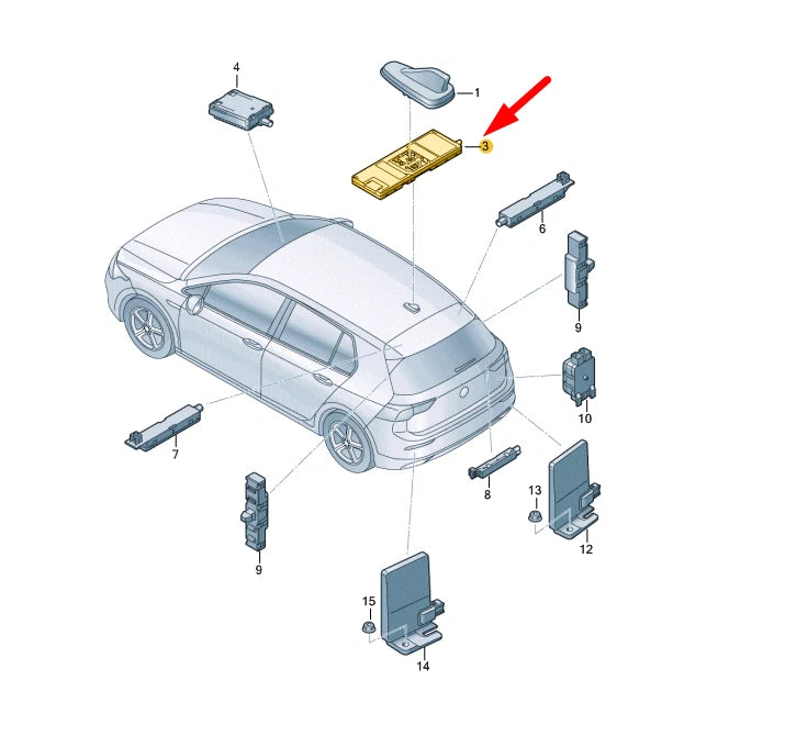 NEW VW GOLF MK8 VEHICLE COMMUNICATION SENDER/RECEIVER UNIT 5WA035741A ORIGINAL