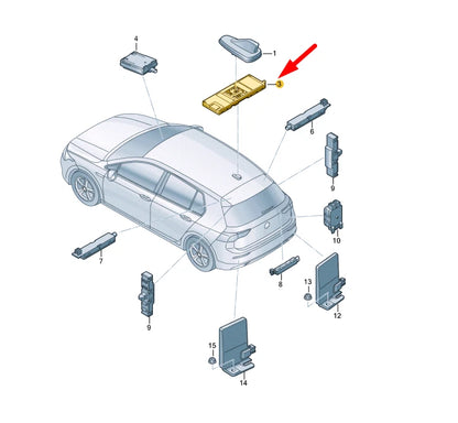 NEW VW GOLF MK8 VEHICLE COMMUNICATION SENDER/RECEIVER UNIT 5WA035741A ORIGINAL