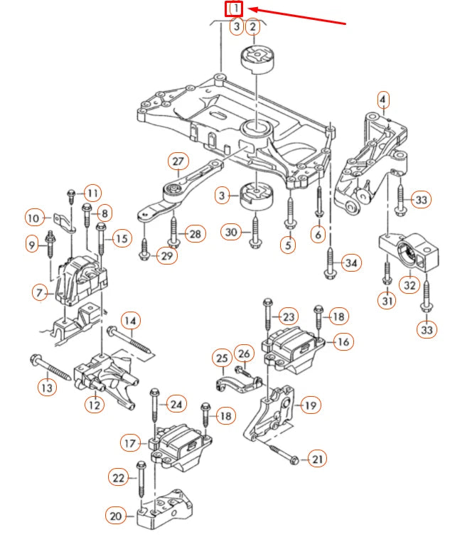 NEW AUDI A3 8P ENGINE MOUNTING ASSEMBLY CARRIER 1K0199313AL ORIGINAL