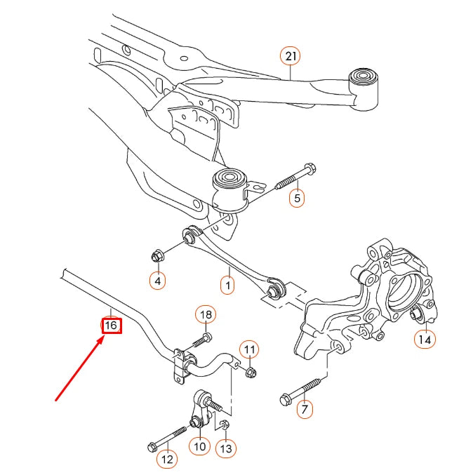 NEW AUDI A3 8V REAR ANTI ROLL BAR 5Q0511305BE ORIGINAL