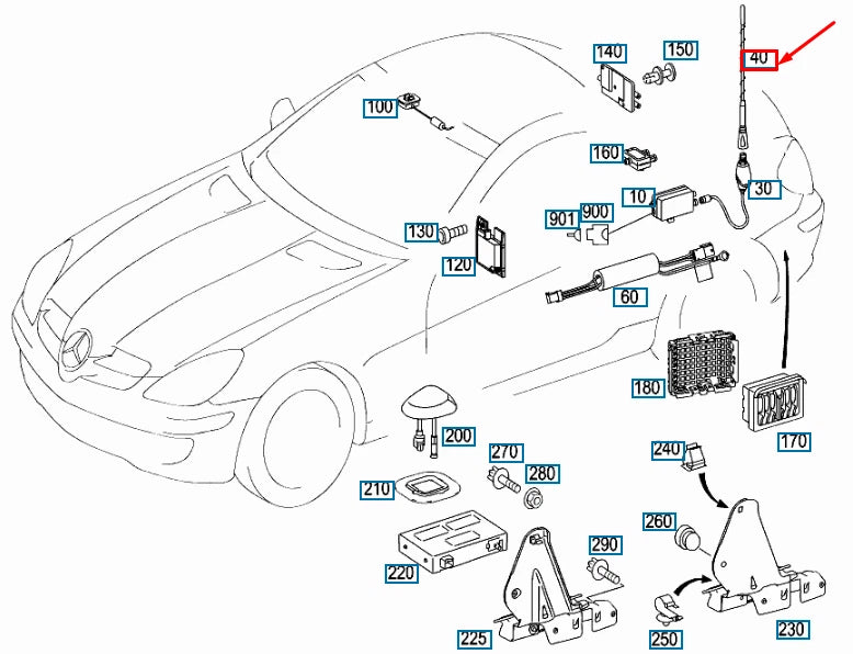 NEW MERCEDES-BENZ SLK R171 ANTENNA MAST A171820007564