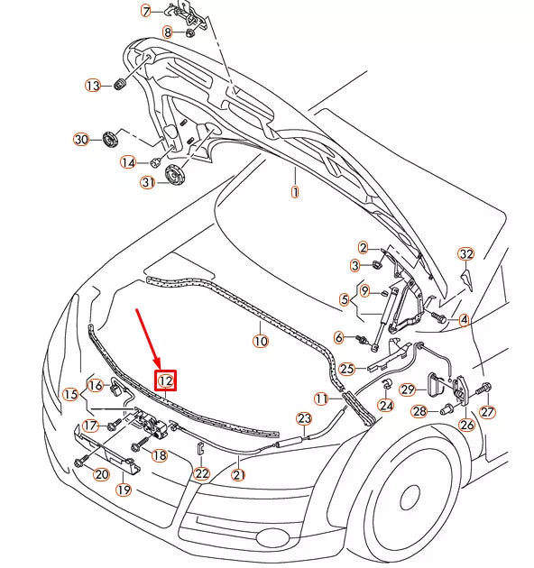 NEW AUDI TT ROADSTER 8J HOOD GASKET SEAL WEATHER STRIPPING 8J0823731B ORIGINAL