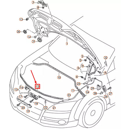 NEW AUDI TT ROADSTER 8J HOOD GASKET SEAL WEATHER STRIPPING 8J0823731B ORIGINAL