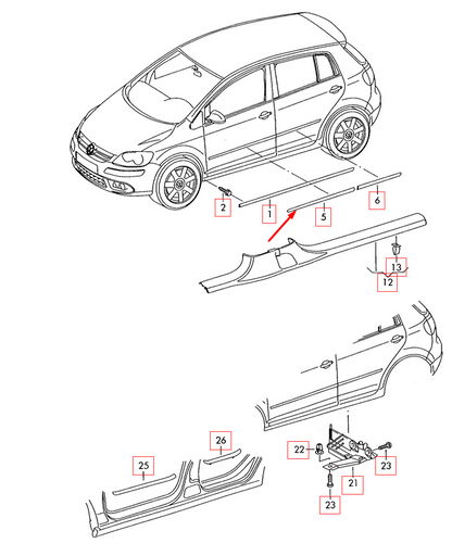 new vw golf plus 5m front right door molding trim 1k4853516cgru original