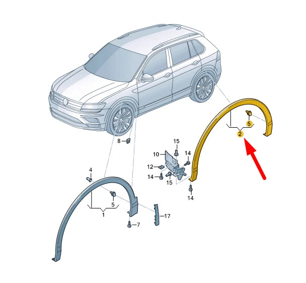NEW VW TIGUAN ALLSPACE MK2 REAR RIGHT WHEEL ARCH TRIM 5NN854820A9B9 ORIGINAL