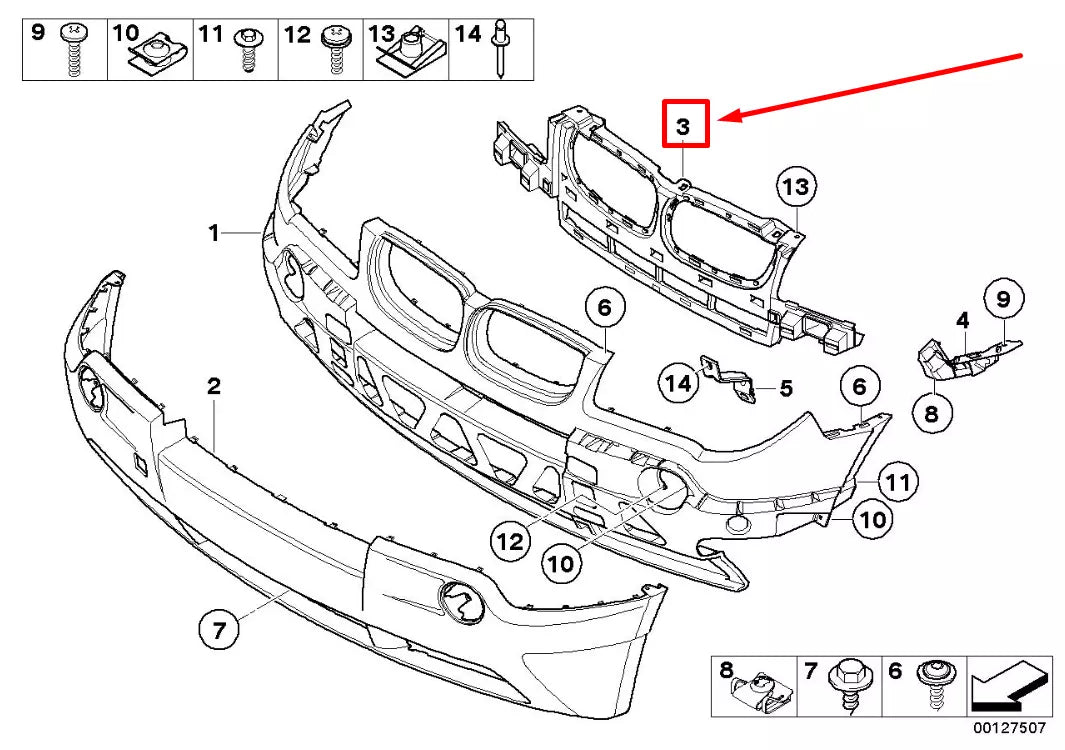 NEW BMW X3 E83 FRONT BUMPER INSERT BRACKET HOLDER 51113400898 3400898 ORIGINAL