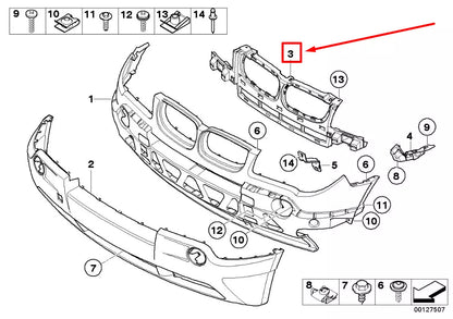 NEW BMW X3 E83 FRONT BUMPER INSERT BRACKET HOLDER 51113400898 3400898 ORIGINAL