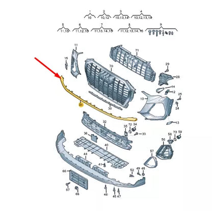 NEW AUDI Q3 F3 SPORTBACK FRONT BUMPER CENTER MOLDING 83A853643T94 ORIGINAL