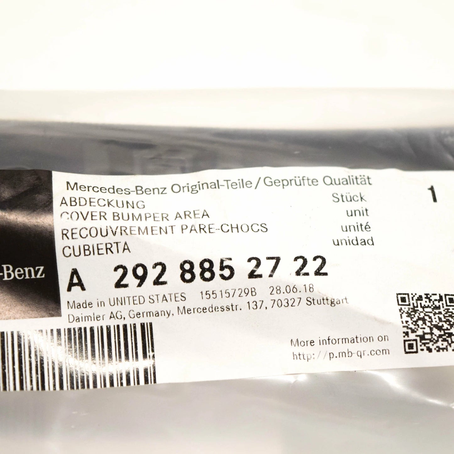 NEW MERCEDES-BENZ GLE C292 BUMPER COVER PLASTIC A2928852722 ORIGINAL