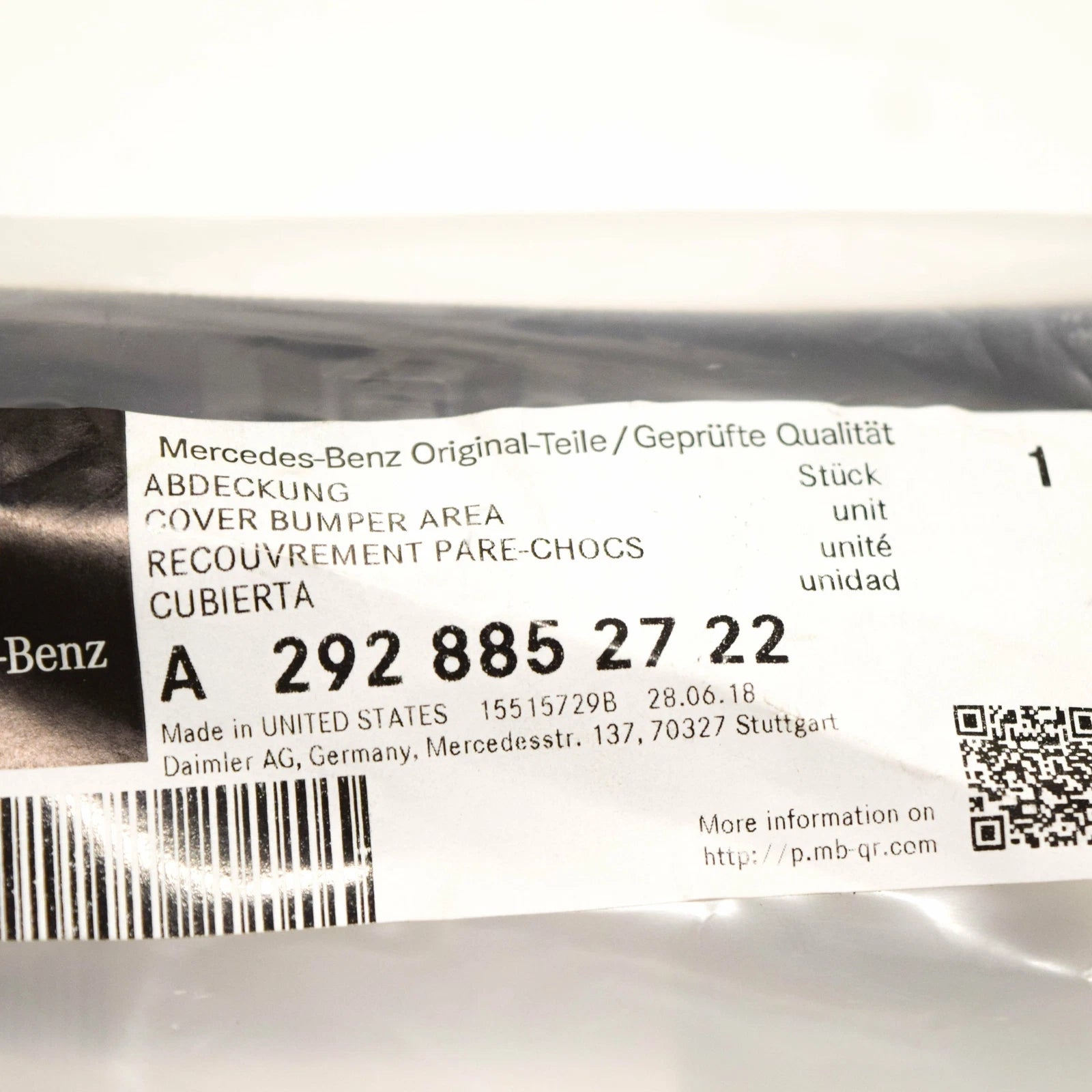 NEW MERCEDES-BENZ GLE C292 BUMPER COVER PLASTIC A2928852722 ORIGINAL