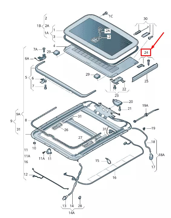 NEW AUDI A8 4H REAR RIGHT SUNROOF GLIDE PIECE 4E0877276A