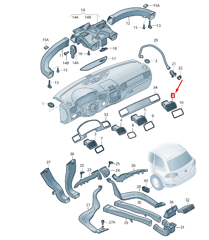 new vw touareg 7p mk2 right dashboard air vent lhd 7p1819704bubn original