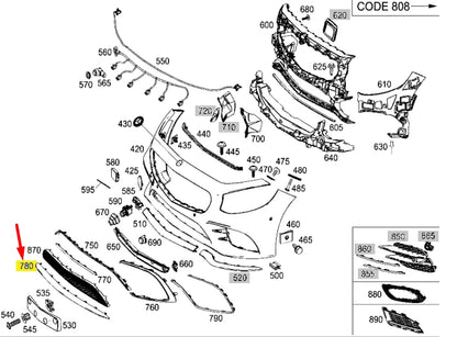 NEW MERCEDES-BENZ S C217 FRONT BUMPER CHROME TRIM STRIP A2178858700 ORIGINAL