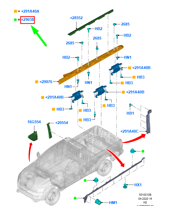 new ford ranger t6 mk1 right side moulding ab39-21291c20-ba 1790607 original