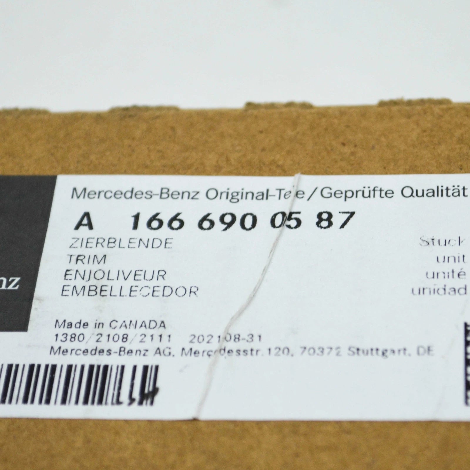 NEW MB GLE W166 REAR LEFT DOOR EXTERIOR PILLAR TRIM A1666900587 ORIGINAL