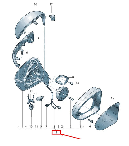 NEW VW PASSAT B8 3G FRONT LEFT SIDE WING MIRROR LHD 3G1857507FQ9B9 ORIGINAL