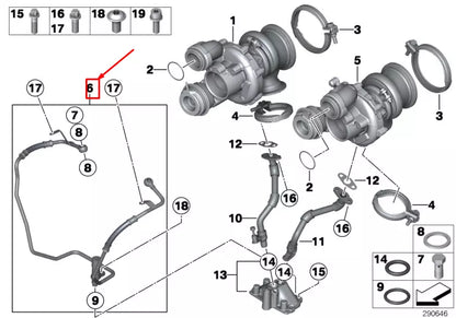 NEW BMW X5 F15 TURBOCHARGER OIL FEED LINE 11427634680 7634680 ORIGINAL