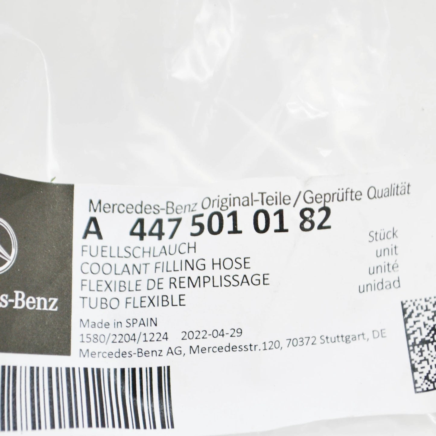 NEW MERCEDES-BENZ VITO W447 COOLANT FILLING HOSE A4475010182